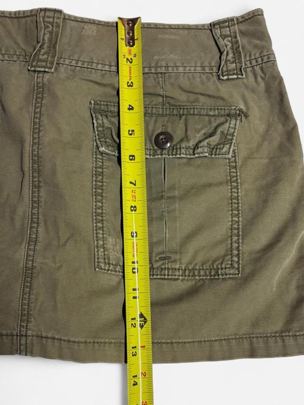 Y2k VTG American Eagle Mini Skirt Sz 8 Olive Green Cargo Low Rise 00's It Girl - Picture 7 of 8